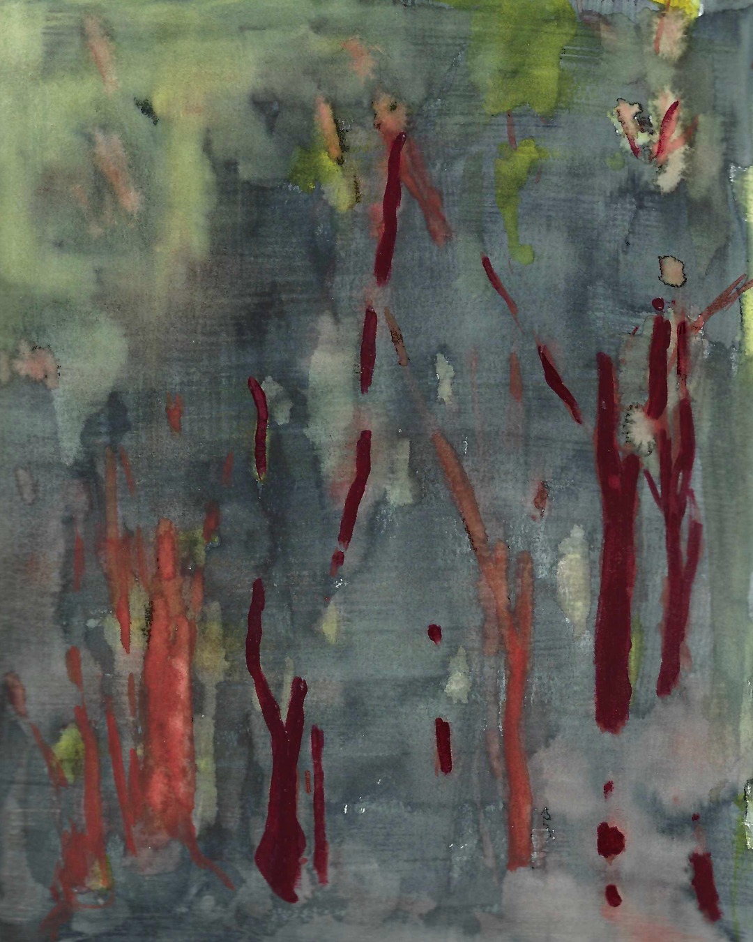ForÃªt des arbres rouges.

Sketchbook page.

#redtrees #abstractforest #contemporarylandscapepainting #laurentides #quÃ©bec