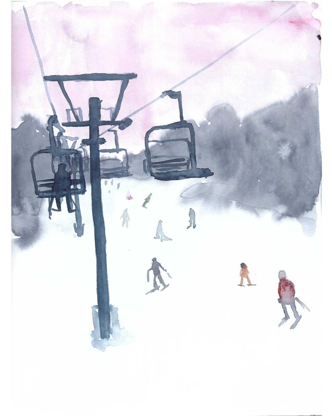 Last day of skiing.

April 2024.

#sketchbook #strathmoresketchbook #skipainting #morinheight #sommets #laurentides