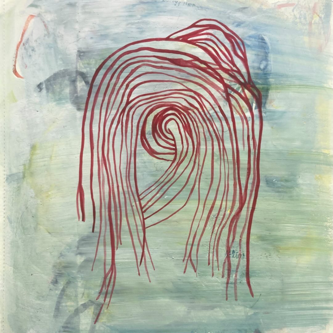 The last page of an old sketchbook, recovered. 

Red lines on blurred mistakes. 

#sketchbookpage #abstractdrawing  #fictionalforms #whyamipostingoninstagram #dailyart