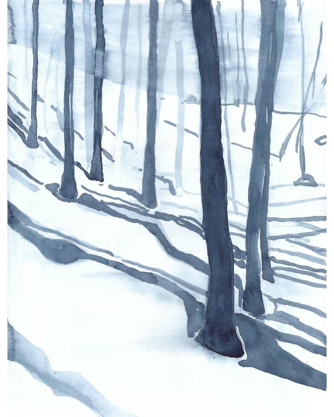 Winter shadows, a page from a sketchbook.

I think the snow may be gone now. 

#winterpainting #landscapesketchbook #laurentidesquÃ©bec #watercoloursketchbook