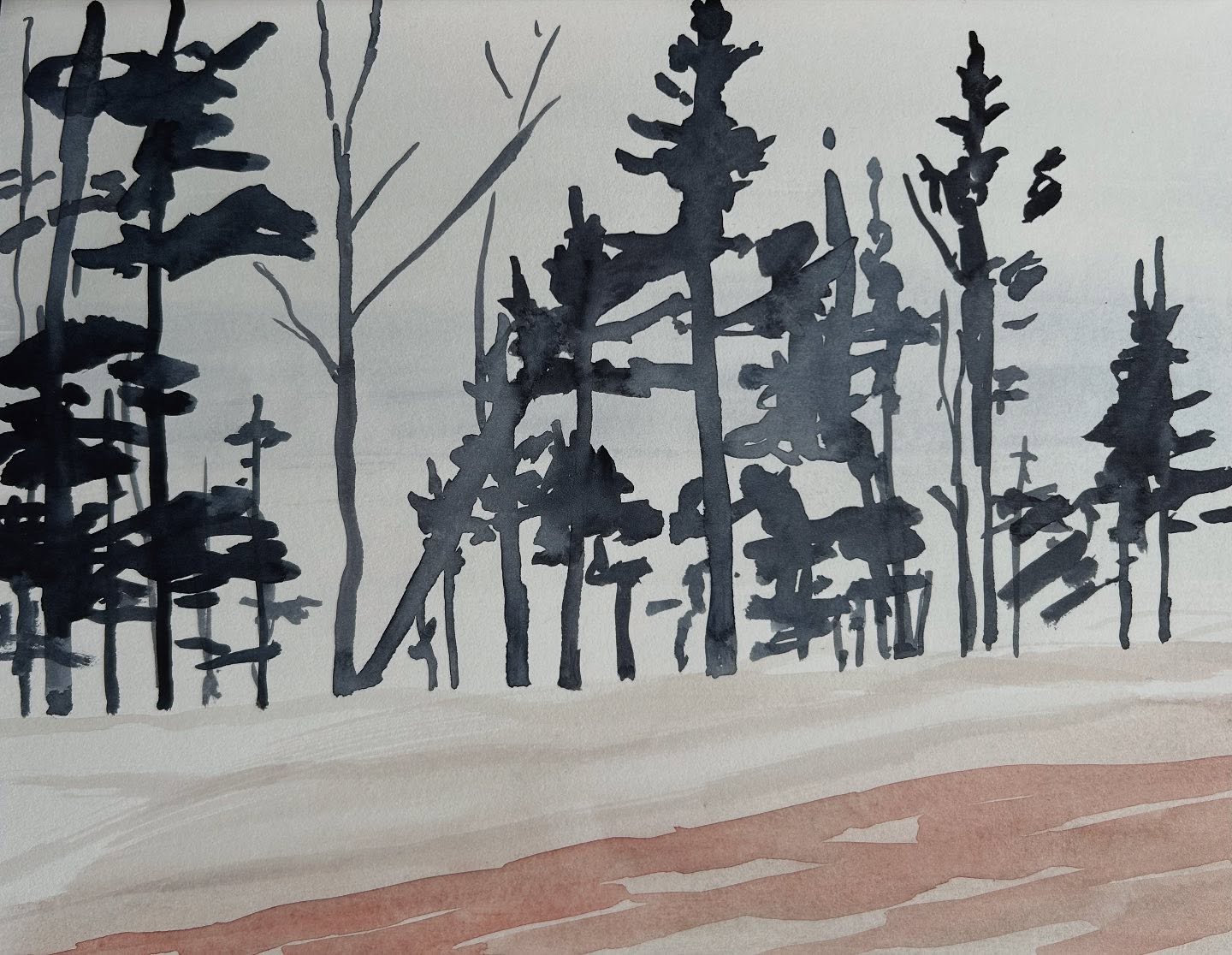 December fog with lake. 

Things seen while running. 

#runningdrawing #seenwhilerunning #laurentides #landscapesketch #fogpainting